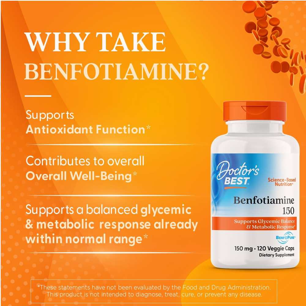 Doctor's Best Benfotiamine with Benfo Pure, 150 Mg, 360 Veggie Caps thumbnail 2
