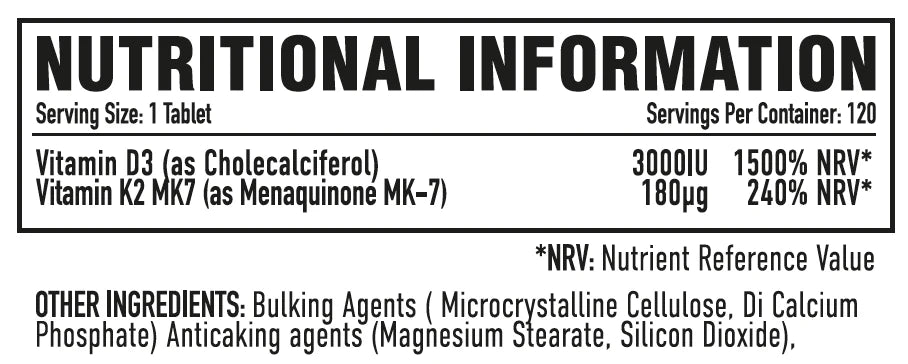 Per4m Vitamin D3 Plus K2 120 Tablets thumbnail 2