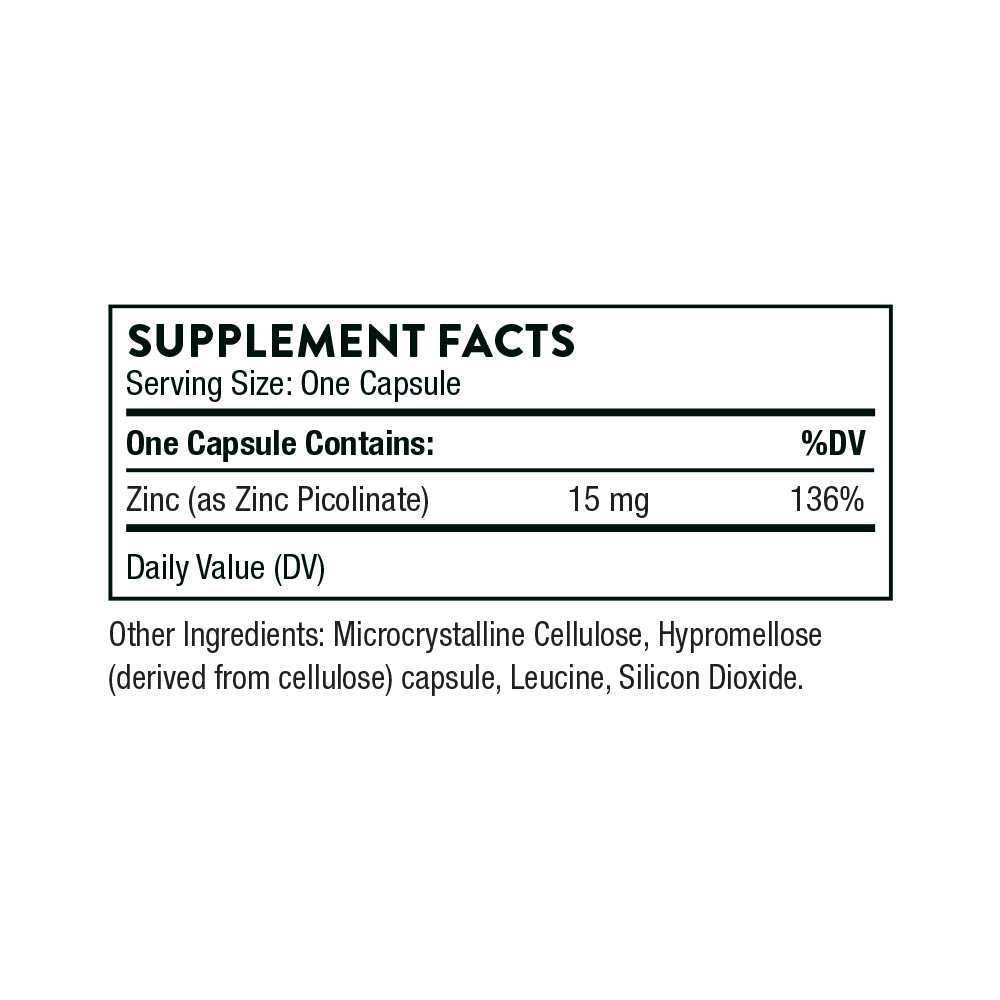 Thorne Zinc Picolinate 15 Mg/30mg – 60&180 Capsules thumbnail 2