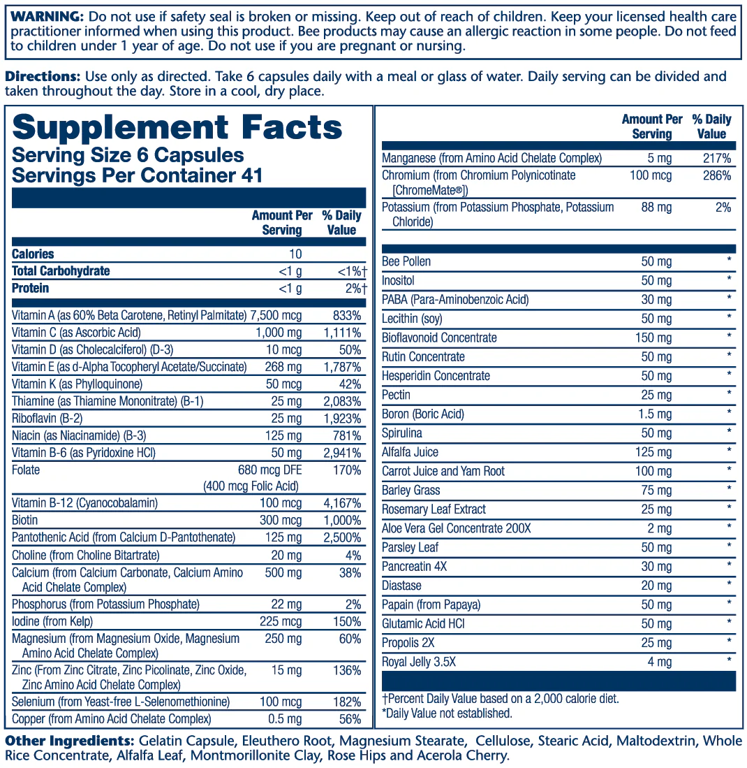 Solaray Spectro Multivitamin, Iron-Free 250 Caps thumbnail 2