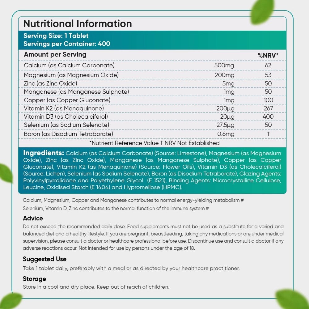 WeightWorld Calcium, Magnesium, Zinc with Vegan D3 & K2 – Bone & Joint Support thumbnail 2