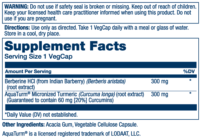 Solaray Berberine & Curcumin 60 Caps thumbnail 2