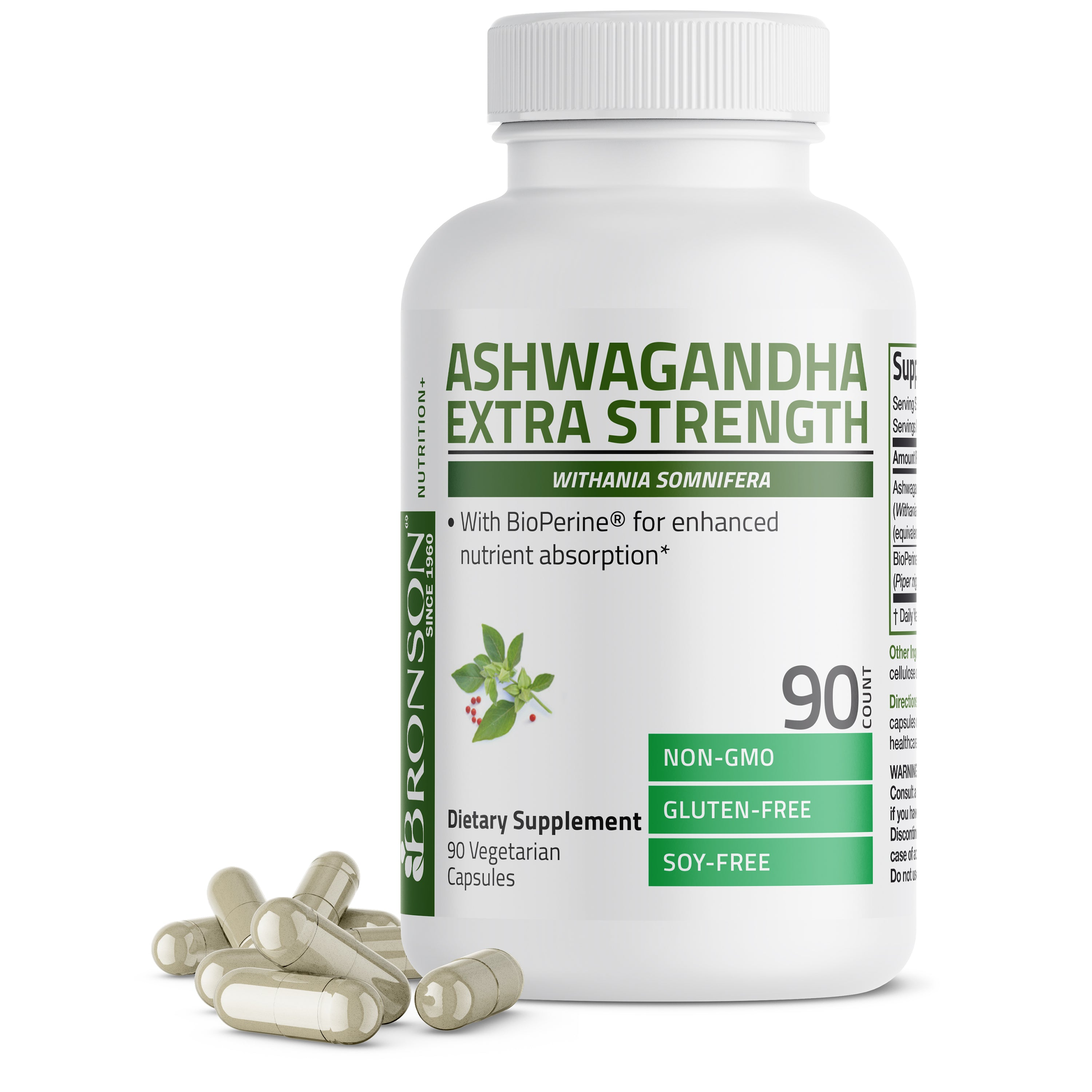 Bronson Vitamins Ashwagandha Extra Strength - 3,000 Mg 60 Caps thumbnail 2