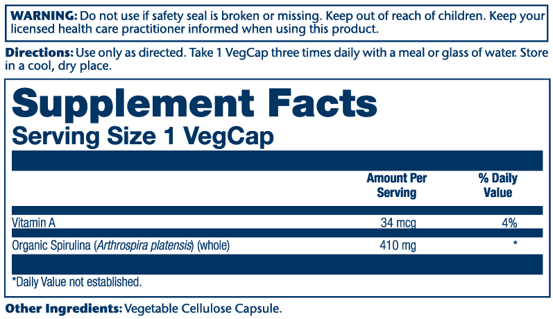 Solaray Spirulina Algae 410mg 100 Caps thumbnail 2