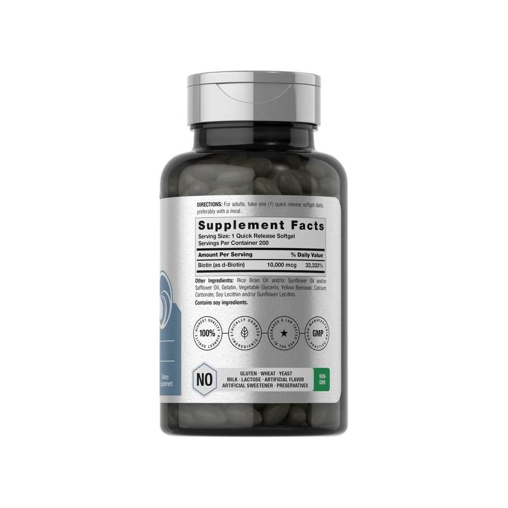 horbäach biotin 10000mcg | 200 softgels thumbnail 2