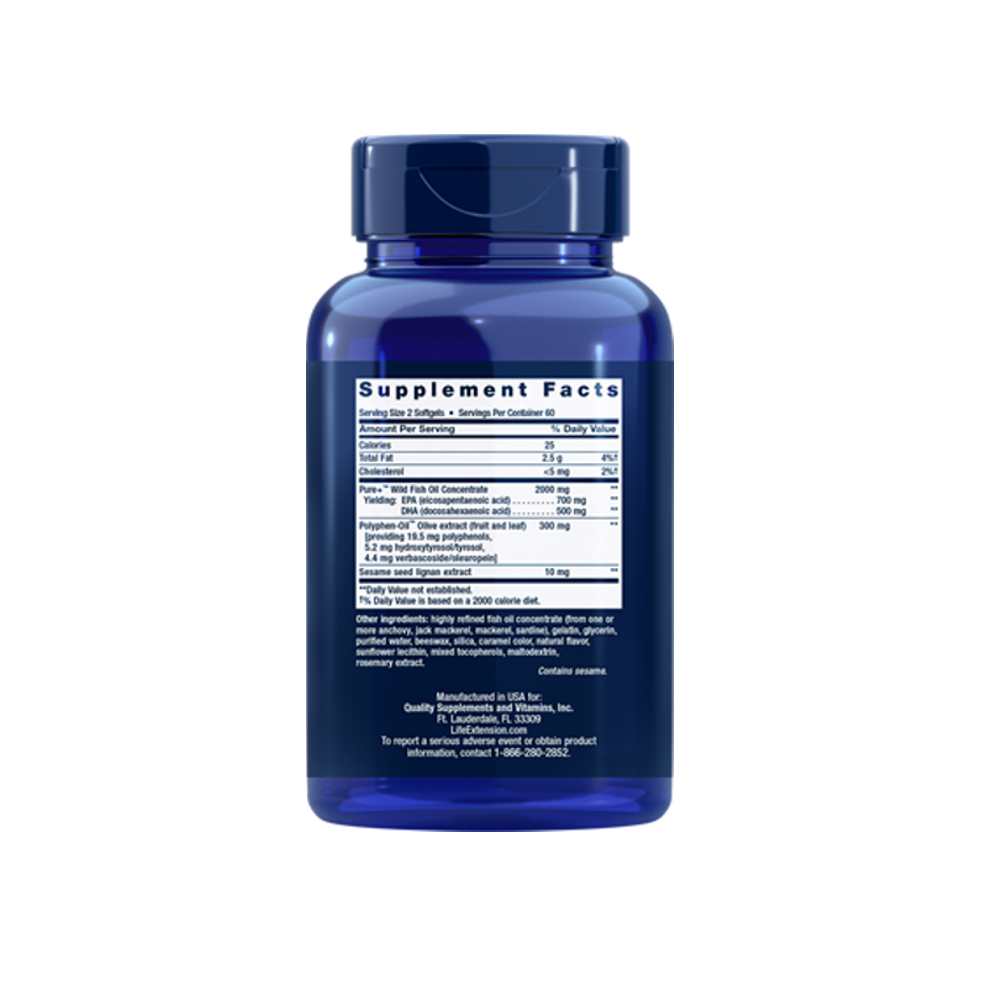 Life Extension Super Omega-3 Epa/dha Fish Oil, Sesame Lignans & Olive Extract 120 Softgels thumbnail 4