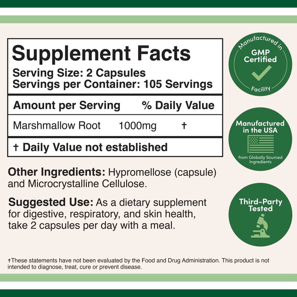 Double Wood Marshmallow Root – 1000mg Herbal Support for Gut, Lungs & Skin | 210 Capsules thumbnail 2