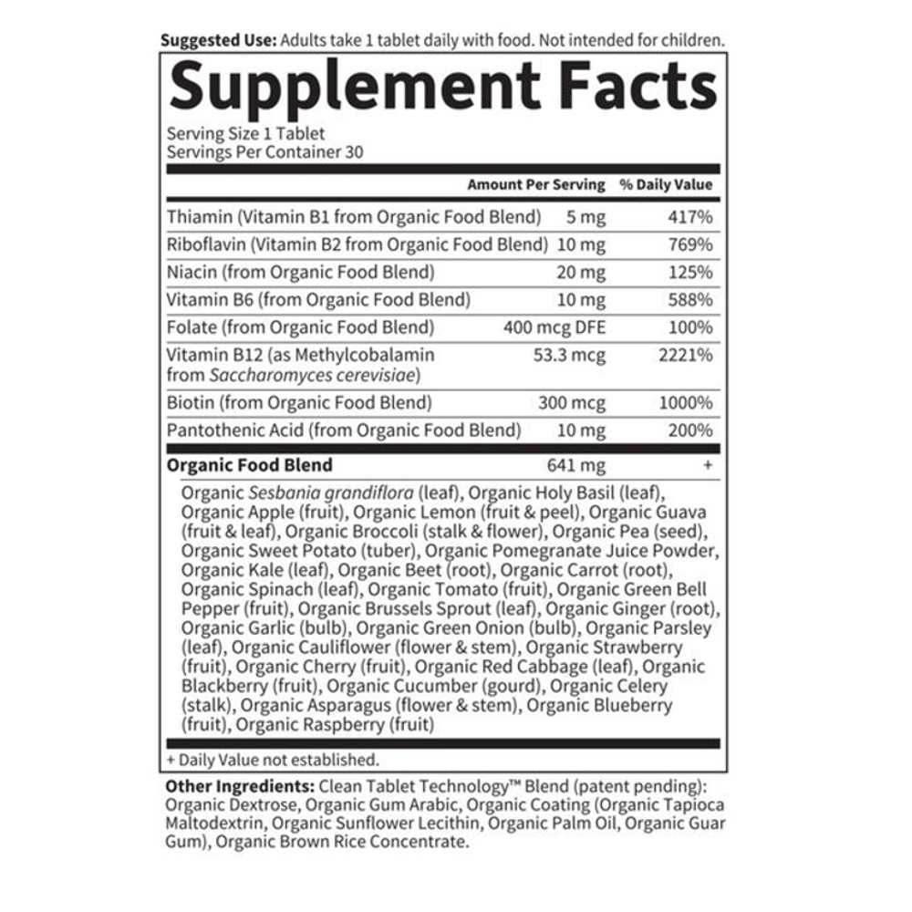 Garden of Life Organics B-Complex Once Daily 30 Tablets thumbnail 2