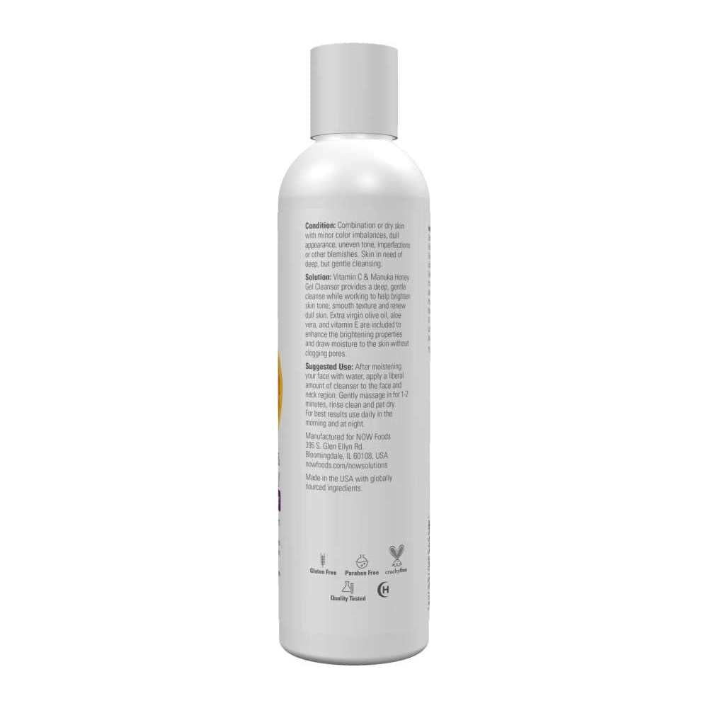 Now Foods Vitamin C & Manuka Honey Gel Cleanser – Brightening System – for Most Skin Types – 237 M L thumbnail 2