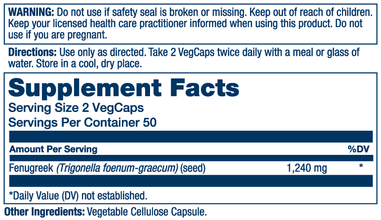 Solaray Fenugreek Seed 1240mg 100 Caps thumbnail 2
