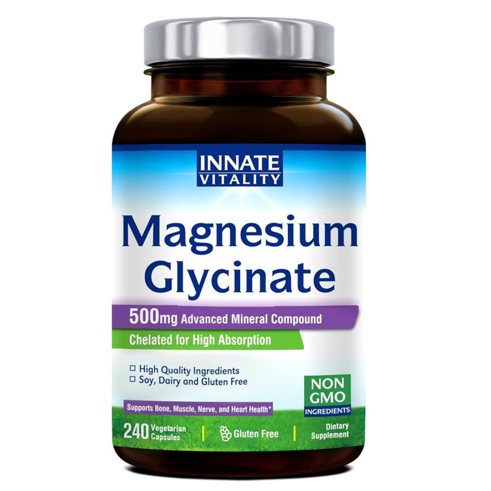 Innate Vitality Magnesium Glycinate 500mg – Advanced Mineral Compound | High Absorption | 120 Vegetarian Capsules thumbnail 5