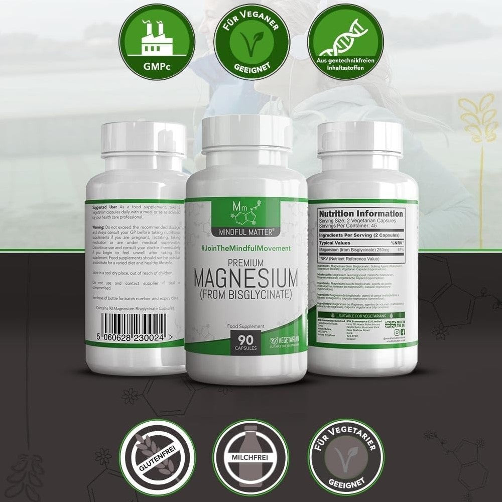 Mindful Matter Premium Magnesium Bisglycinate – High Absorption | 90 Vegetarian Capsules thumbnail 2
