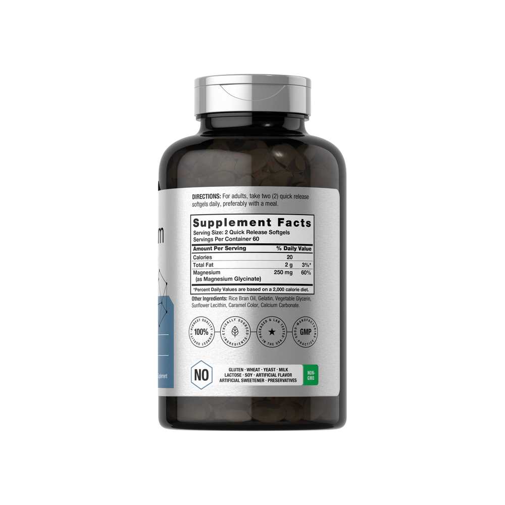 Horbäach Magnesium Glycinate 250mg per Serving | 120 Softgels thumbnail 2