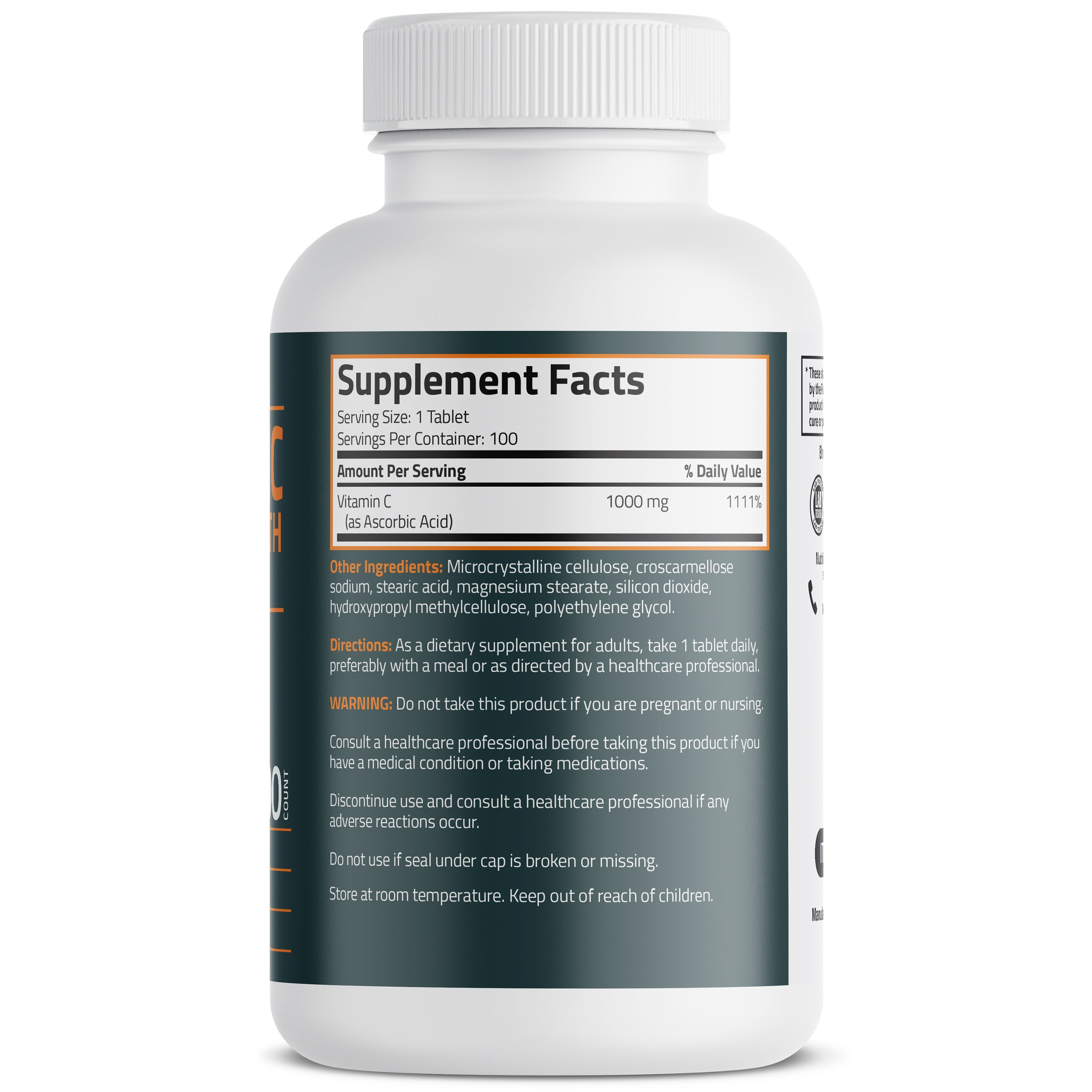 Bronson Vitamins Vitamin C 1000mg 100 Tabs thumbnail 3