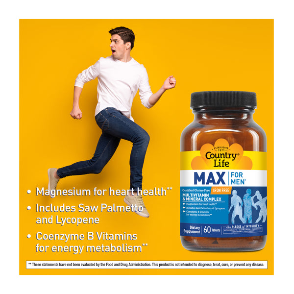 Country Life Vitamins Max for Men® Iron Free Multivitamin 60 Tabs thumbnail 3
