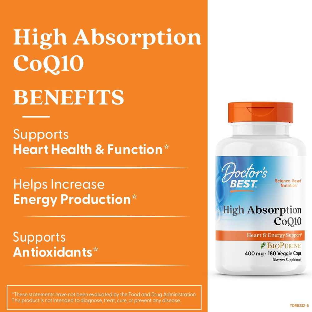 Doctor's Best High Absorption Co Q10 with Bio Perine, 400 Mg, 180 Veggie Caps thumbnail 2