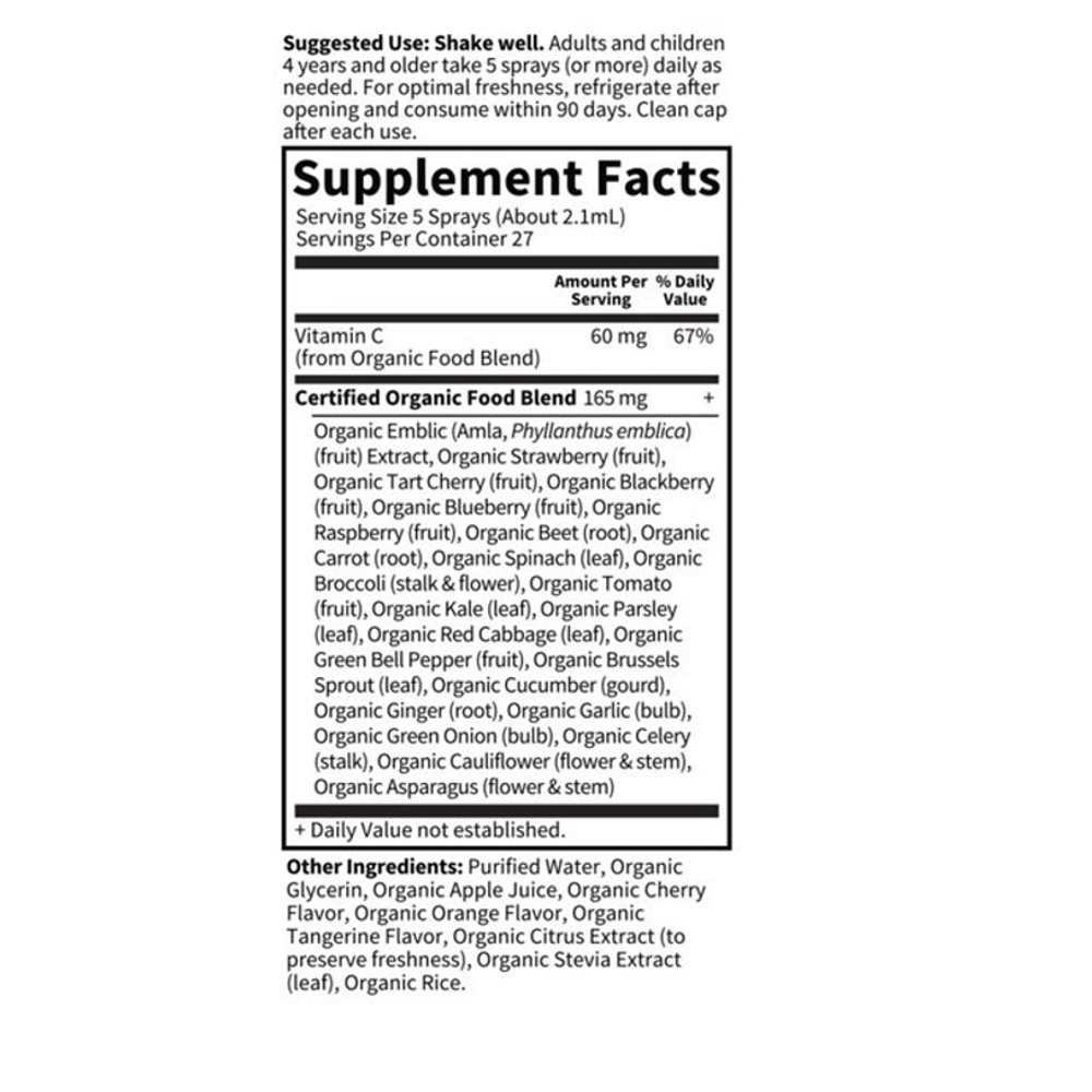 Garden of Life Organics Vitamin C Organic Spray Cherry Tangerine 2oz (58ml) Liquid thumbnail 2