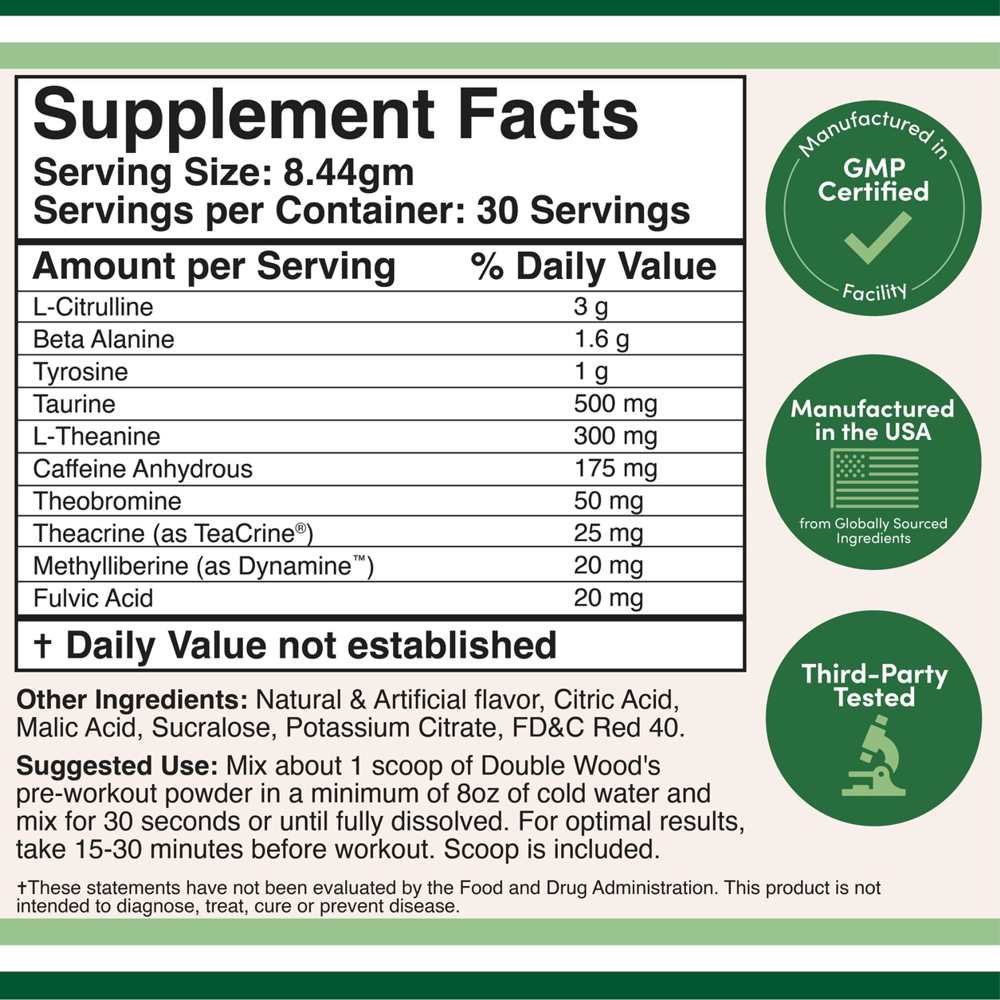 Double Wood Dws Pre-Workout – Fruit Punch | Energy, Focus & Pump Blend | 30 Servings thumbnail 2
