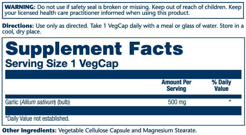 Solaray Garlic Bulb Extract, Odor-Free 500mg 60 Caps thumbnail 2