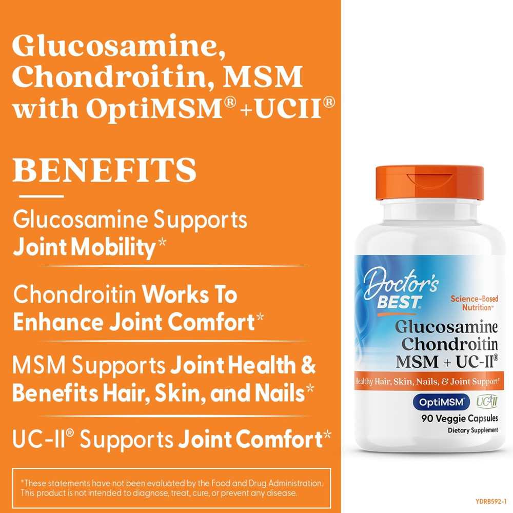 Doctor's Best Glucosamine Chondroitin, MSM + UCII, 90 Veggie Capsule thumbnail 2