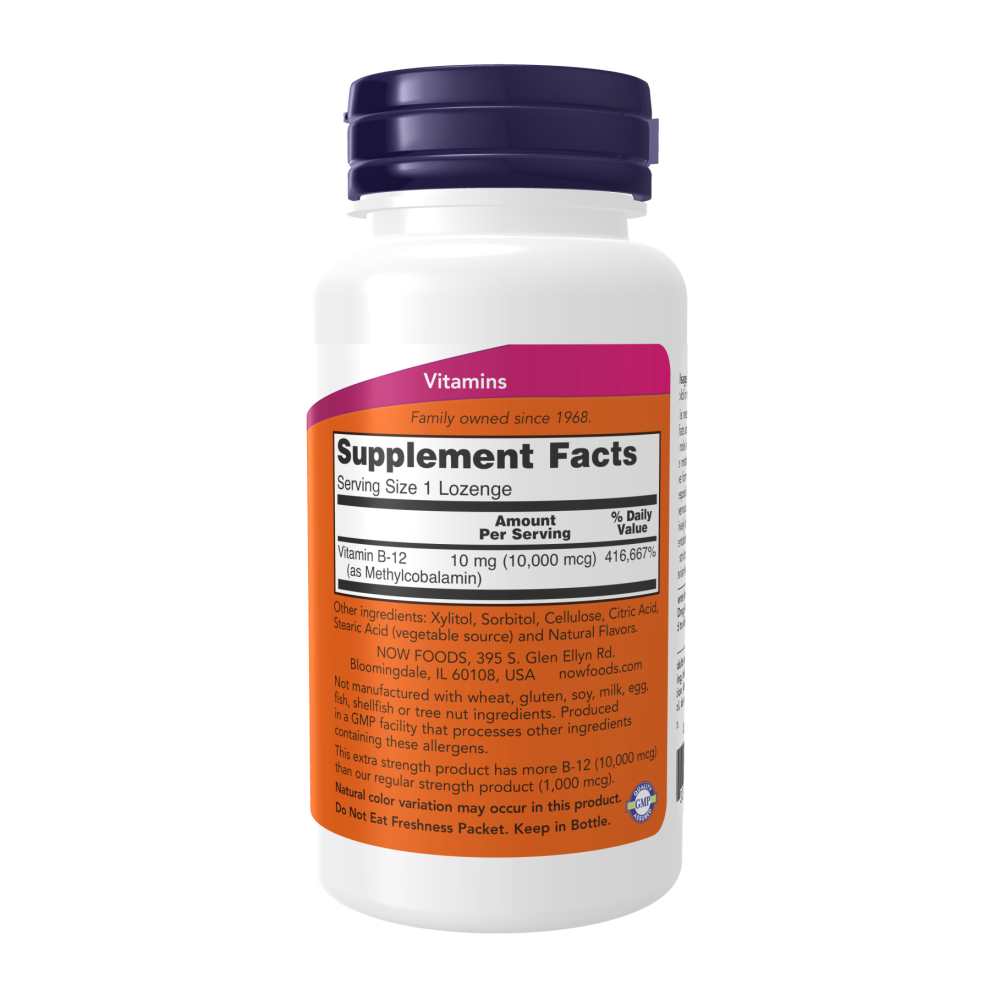 Now Foods Extra Strength Methyl B-12 10,000mcg – 60 Lozenges thumbnail 2