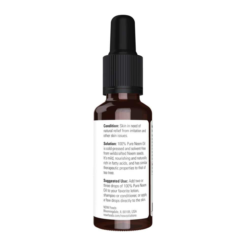Now Foods Neem Oil – 100% Pure & Cold-Pressed – Clarifying Skin & Scalp Oil – 30 M L thumbnail 2