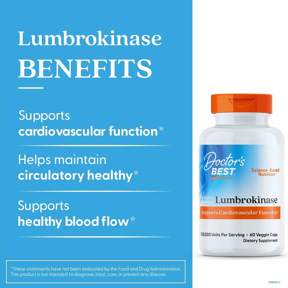 Doctor's Best Lumbrokinase, 720,000 Units per Serving, 60 Veggie Caps thumbnail 2