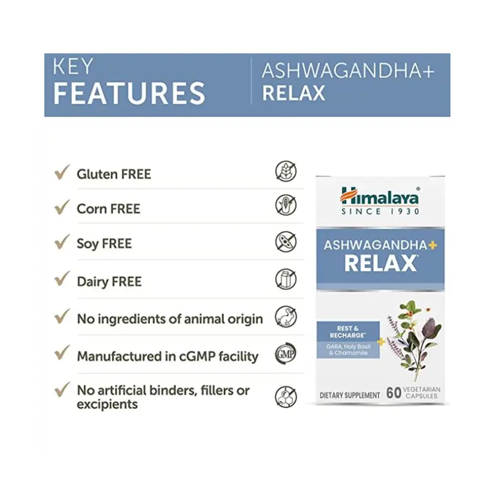 Himalaya Ashwagandha Relax – Stress & Anxiety Support | 60 Capsules thumbnail 2