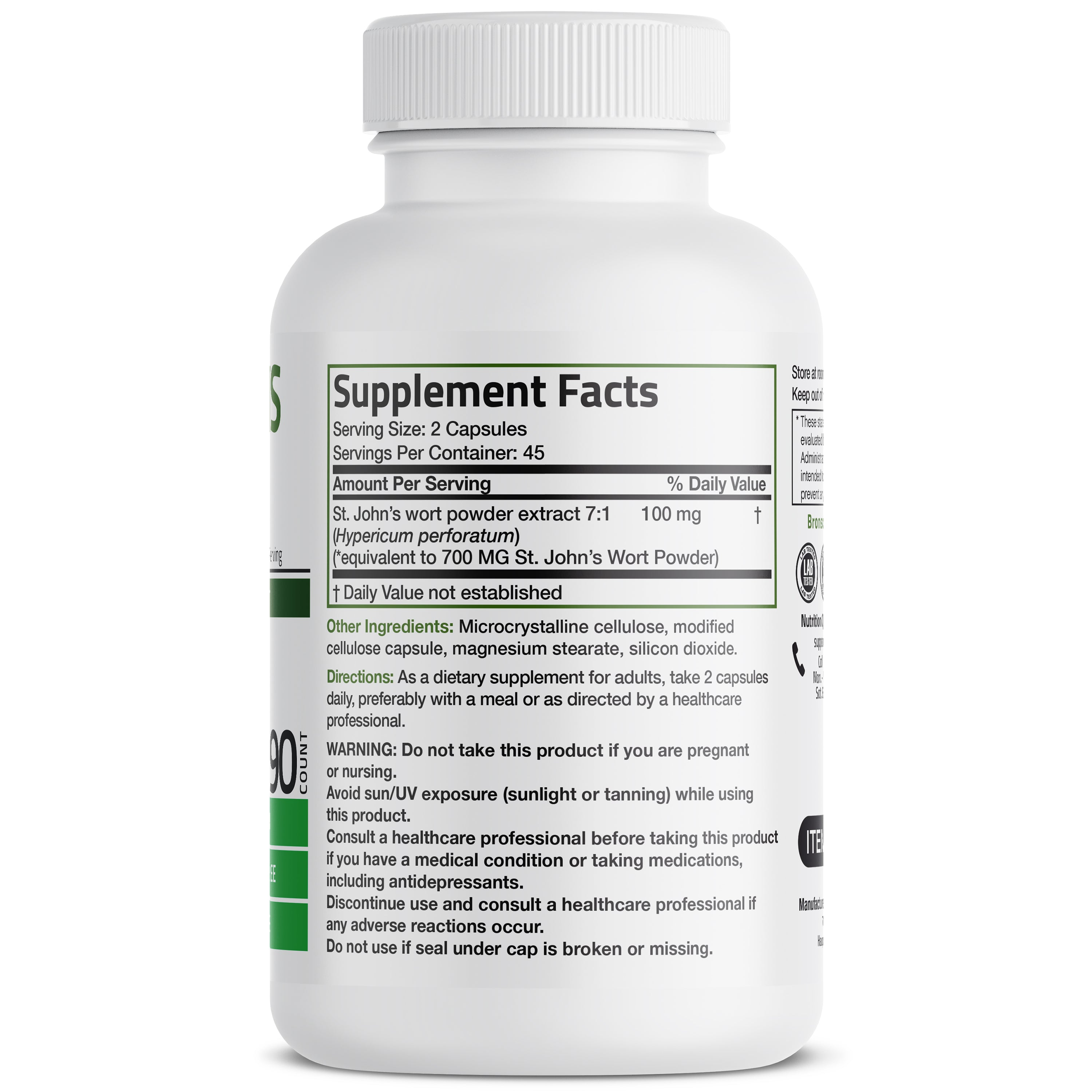 Bronson Vitamins St. John's Wort 700 Mg per Serving 90 Caps thumbnail 3