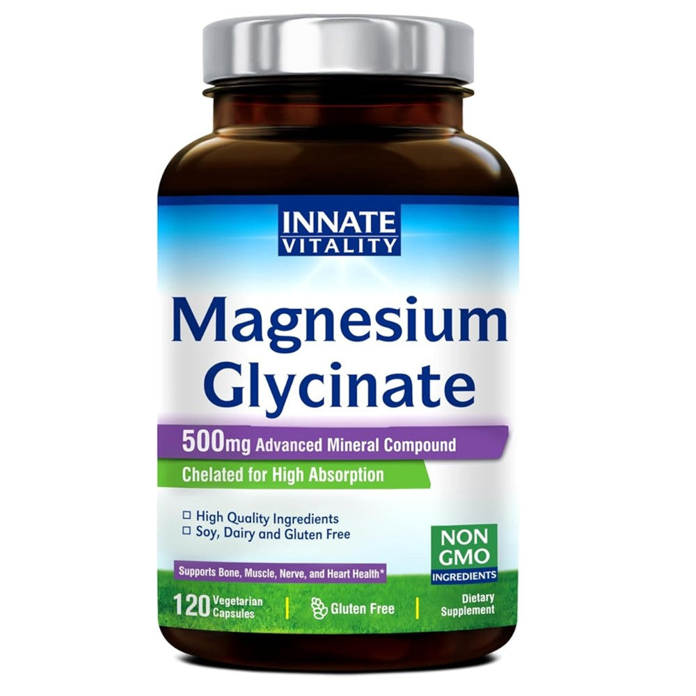 Innate Vitality Magnesium Glycinate 500mg – Advanced Mineral Compound | High Absorption | 120 Vegetarian Capsules thumbnail 4