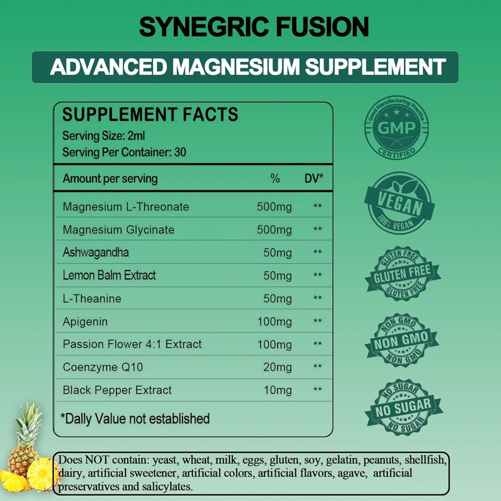 AMENQ hHEALTH Magnesium L-Threonate Liquid Drops - Apigenin + L-Theanine thumbnail 2