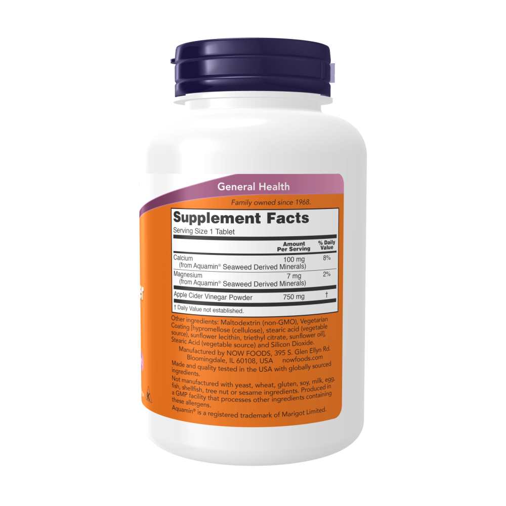 Now Foods Extra Strength Apple Cider Vinegar 750mg – 180 Tablets thumbnail 2