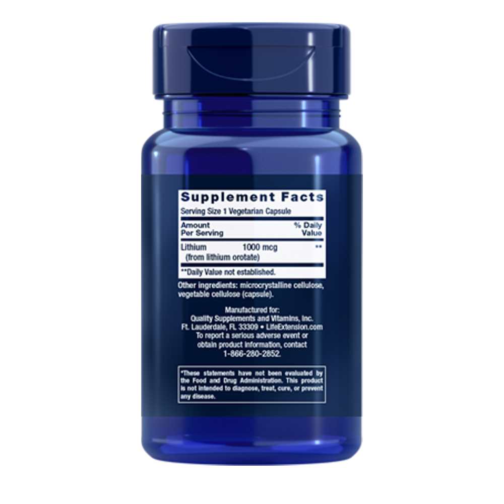 Life Extension Lithium 1000 Mcg, 100 Capsules thumbnail 2