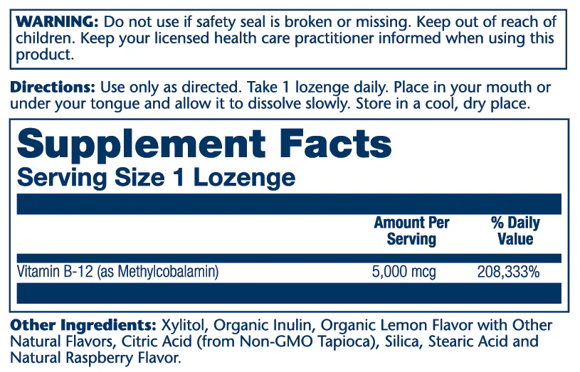 Solaray Methyl B-12 - Lemon-Raspberry 60 Lozenges thumbnail 2