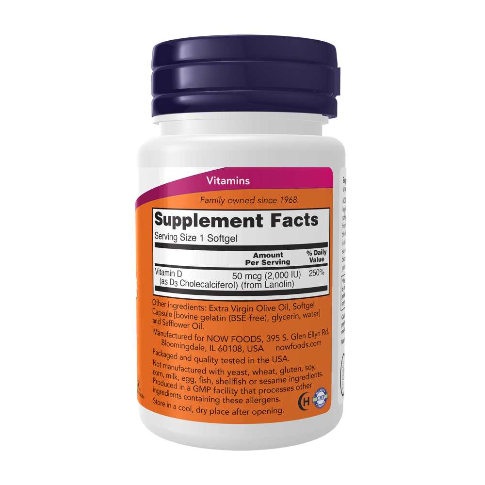 Now Foods Vitamin D-3 2000 Iu – Bone & Immune Health – 30 Softgels thumbnail 5
