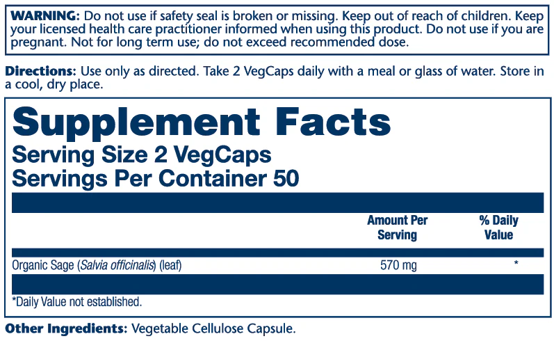 Solaray Sage Leaf 570mg 100 Caps thumbnail 2