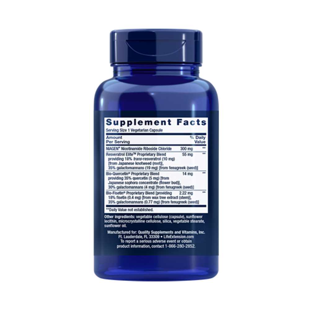 Life Extension NAD+ Cell Regenerator™ and Resveratrol Elite™ 30 vegetarian capsules thumbnail 2