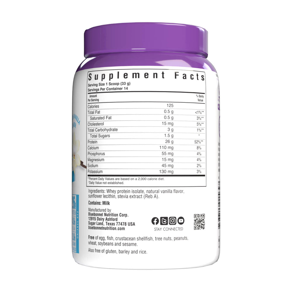 Bluebonnet Nutrition Whey Protein Isolate French Vanilla Powder 462g thumbnail 2