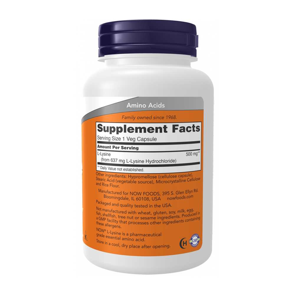 Now Foods L-Lysine 500 Mg – Collagen Production & Immune Health Support – 100 Vegan Capsules thumbnail 2