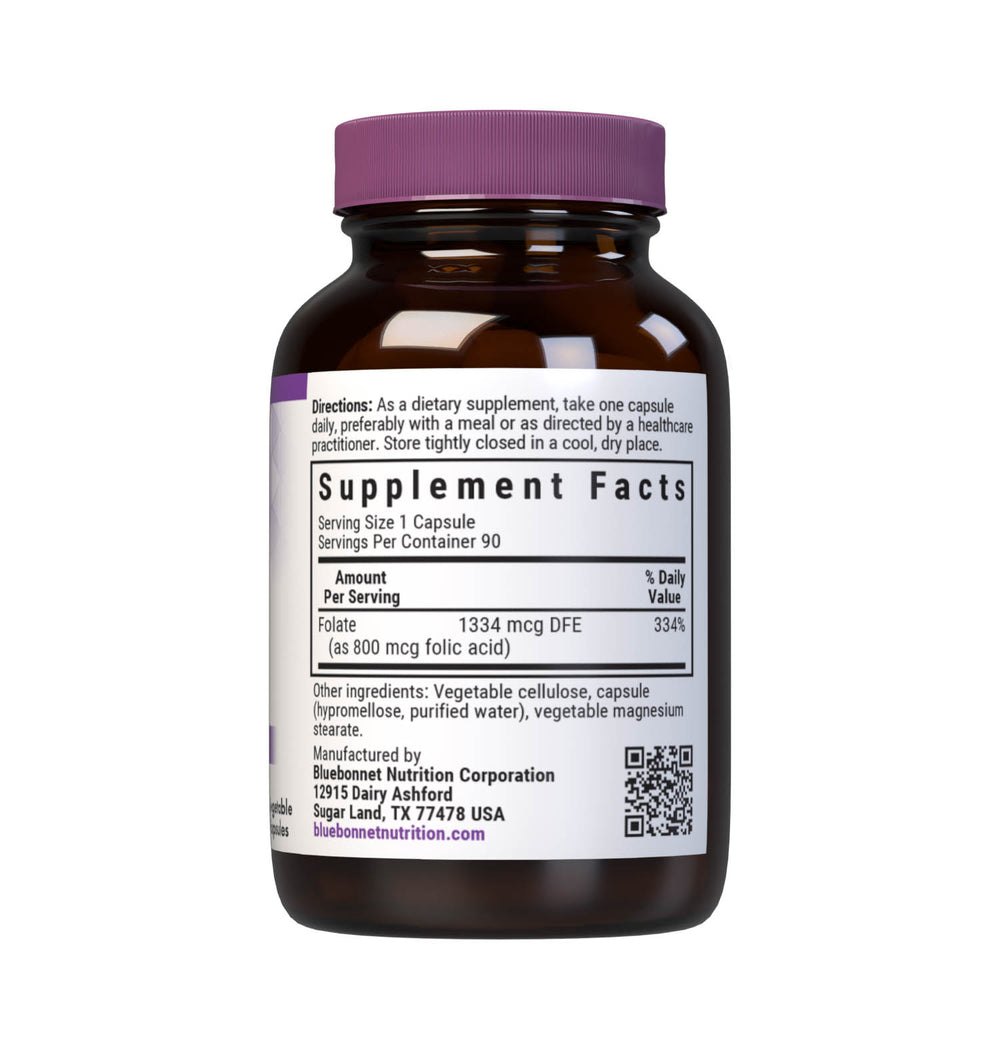 Bluebonnet Nutrition Folic Acid 800 Mcg 90 Caps thumbnail 2