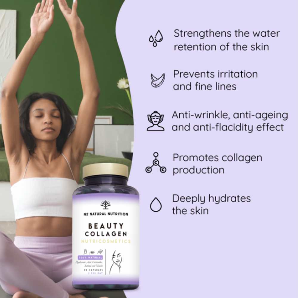 Beauty Collagen by N2 Natural Nutrition – 90 Capsules | Skin Support with Hyaluronic Acid & Retinol thumbnail 2