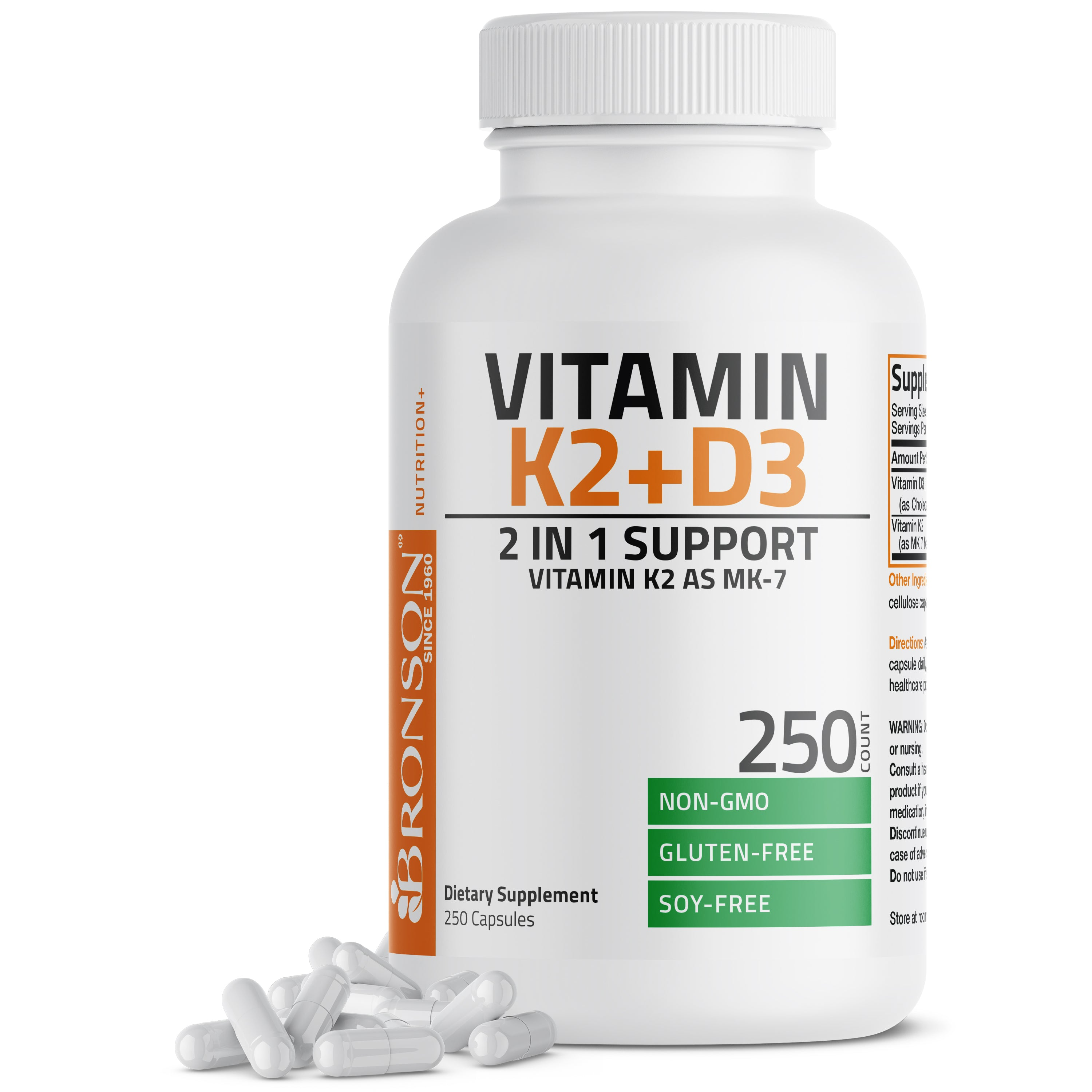 Bronson Vitamins Vitamin K2 Mk-7 Plus Vitamin D3 60 Caps thumbnail 3