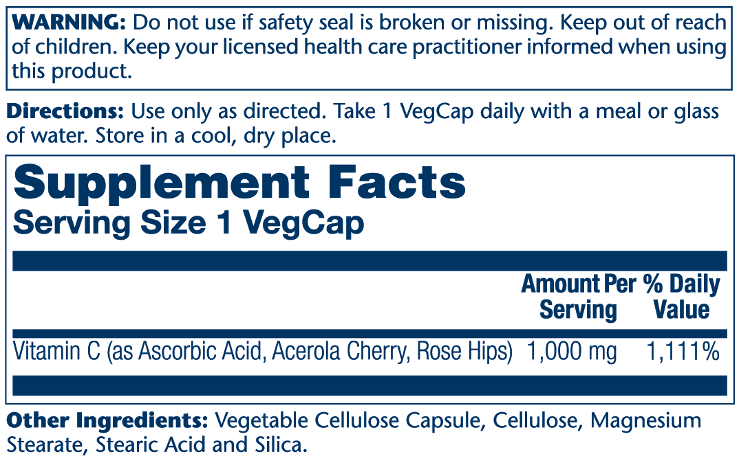 Solaray Vitamin C with Rose Hips & Acerola 1000mg 100 caps thumbnail 2