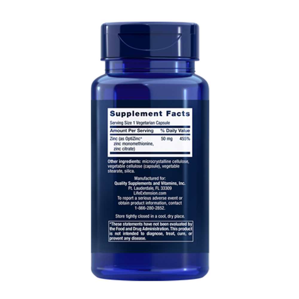 Life Extension Zinc Caps 50 Mg, 90 Vegetarian Capsules thumbnail 2