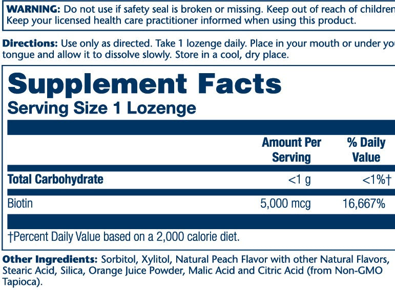 Solaray Biotin 5000mcg 60 Lozenge thumbnail 2
