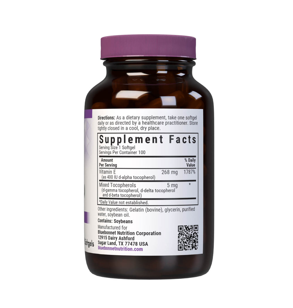 Bluebonnet Nutrition Vitamin E 400 Iu D-Alpha & Mixed Tocopherols 100 Softgels thumbnail 2