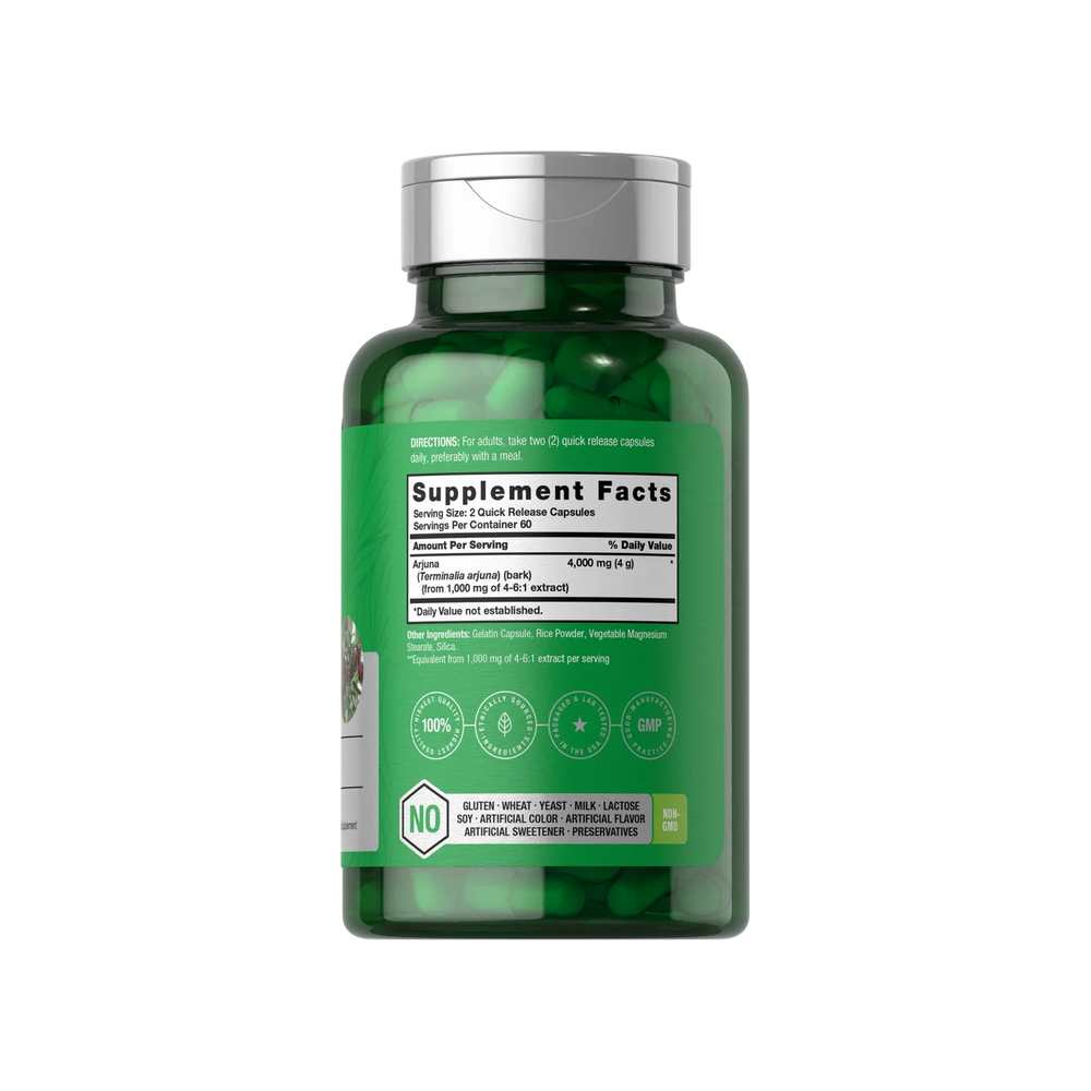Horbäach Arjuna Extract 4000mg per Serving | 120 Capsules thumbnail 2