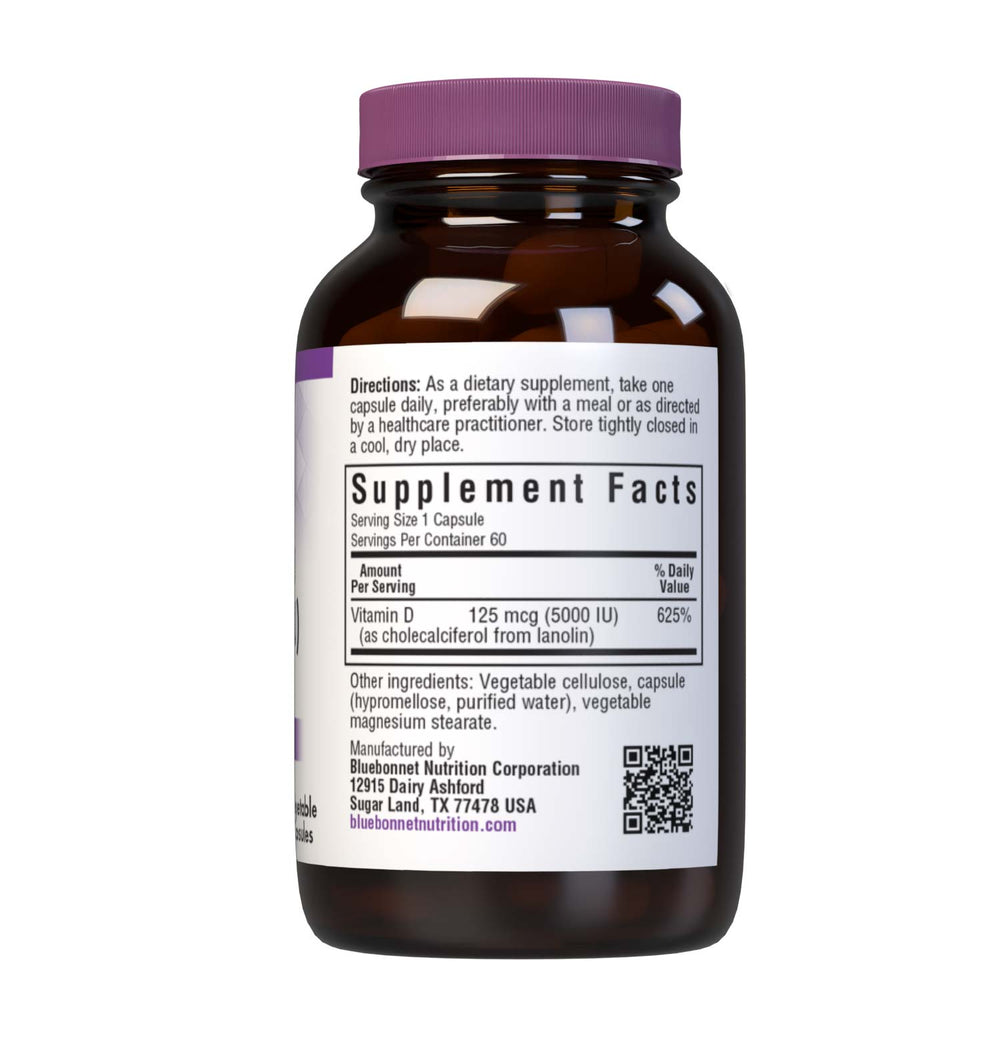 Bluebonnet Nutrition Vitamin D3 5000 Iu (125 Mcg) 60 Caps thumbnail 2