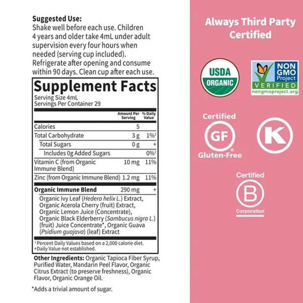 Garden of Life Organics Kids Cough & Mucus Immune Syrup† 116ml thumbnail 2