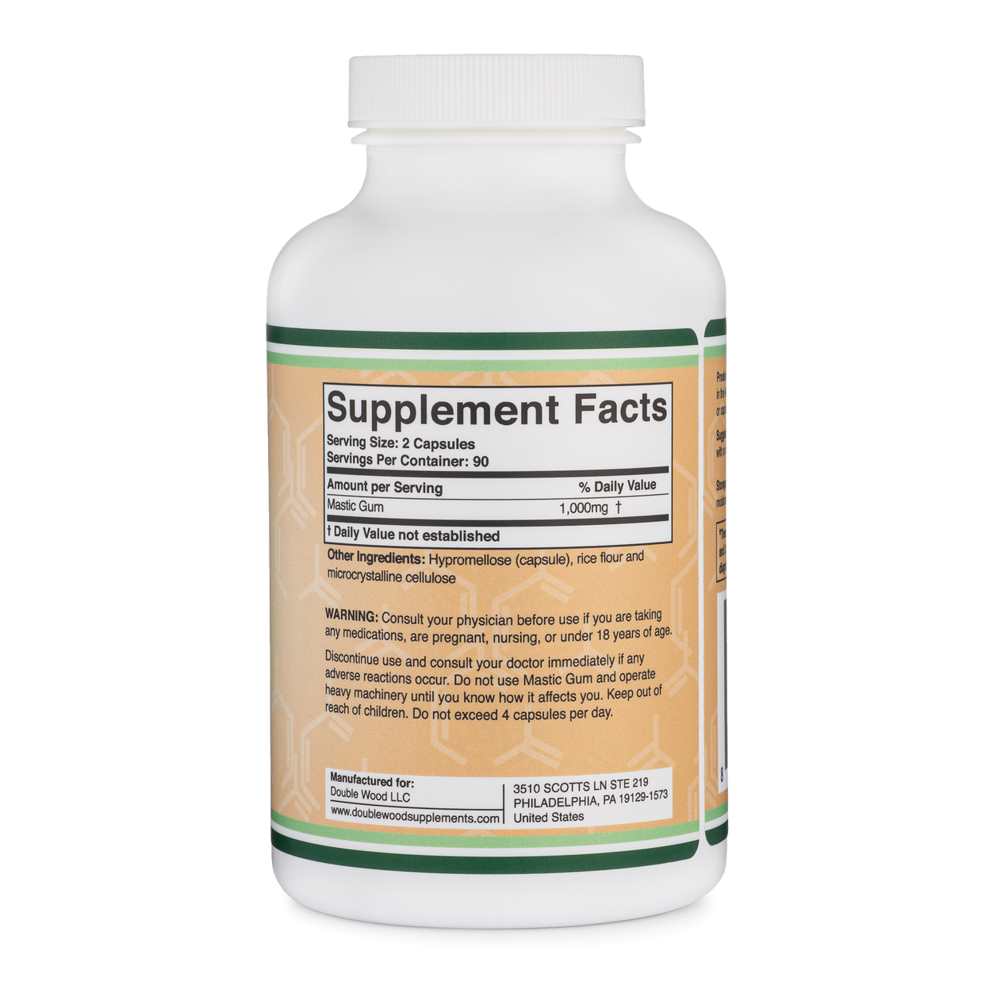 Double Wood Supplements – Mastic Gum 1000mg | Herbal Digestive Aid | 180 Capsules thumbnail 2